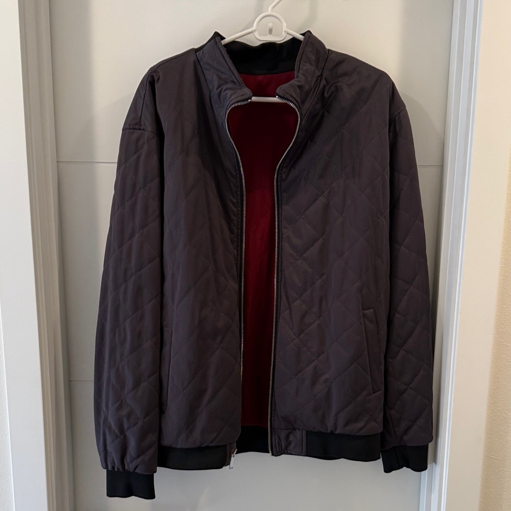 Zara Men's Dark Gray Quilted Puffer Jacket